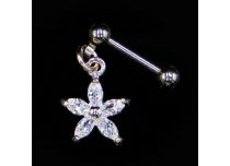 Tragus especial barra de acero con colgante de flor de cristal blanco |  ITC