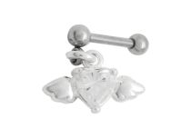 Colgante Trago Especial Acero Barbell Corazón Alado cristal blanco |  ITC