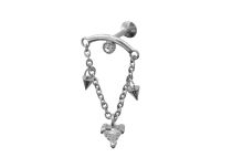 Labret colgante triángulo acero strass blanco