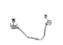 Barbell Acero Especial Trago Media Luna con Cadena |  ITC