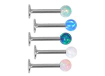 Labret Sintético Opal Acero, Bola 3 mm  iTC