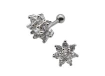 Mancuerna de acero Flor de strass blanco |Itc