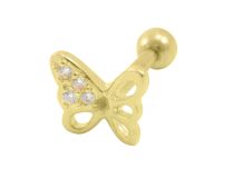 Barbell Acero Dorado Mariposa Strass Blanco  iTC