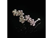 Micro Barbell Patrón de acero Flores con Strass |  ITC