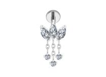 labret titane feuilles pampilles cristal blanc