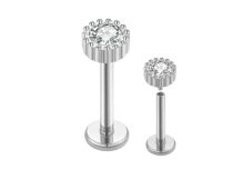 labret titane zircon rond serti perlé