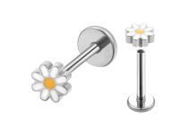 Labret Titanio ASTM F136 interno 1.2x8 flor margarita blanco / amarillo | ITC