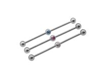 Barbell Acero Industrial Bolas Centrales de Rhinestone de Colores |  ITC