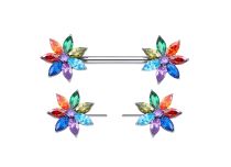 Pezón joya titanio 1,6x16 flor multicolor |  ITC