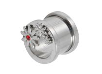 Túnel enroscable de acero con motivo floral de strass rojo |  ITC