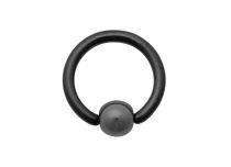 Anillo Titanio Bola Hematites Negra 4 mm |  ITC