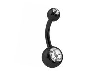 Banana Titanio Negro Bolas Dobles de Cristal de 5/8 mm |  ITC