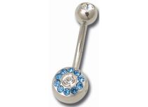 Banana Acero Multi Cristal Bolas Azul y Blanco 5 / 8 mm |  ITC