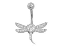 Plátano de acero de cristal blanco de fantasía con motivo de libélula y strass |  ITC