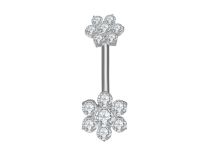 banane titane double fleur strass blanc