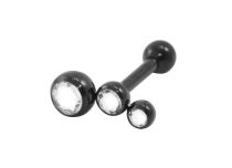 Barbell Acero Negro Patrón Triple Strass |  ITC