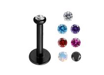 Labretina interna de acero negro con bola de cristal de color 2 mm |  ITC
