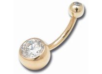 Banana Navel Bolas de Oro 4 / 8 mm Doble Circonio Blanco |  ITC