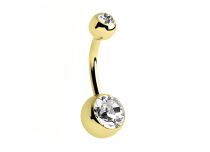 Banana Navel Bolas de Oro 4 / 8 mm Doble Circonio Blanco |  ITC