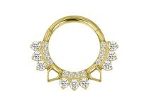 Anillo bisagra titanio pvd oro 1.2x10 multistrass cuadrado blanco y triángulo