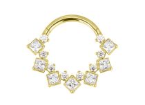 Anneau charnière titane PVD gold 1.2x8 multistrass carré blanc