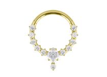 Anillo bisagra titanio pvd oro multistrass cuadrado