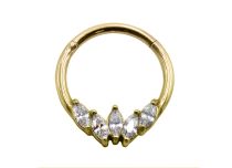 Anneau Acier PVD Gold Charnière 5 Strass |  ITC
