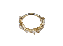 Anillo Bisagra Cromo Cobalto PvdOro Diseño Triangulo y Strass Blanco Redondo