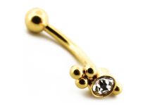 Micro Banana Acero PVD Oro Motivo Tribal con Strass |  ITC