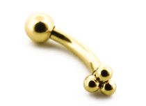 Micro Banana 1,2 x 6 mm en Acero PVD Oro motivo Trinity Ball |  ITC