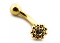 Micro Banana Acero PVD Oro Redondo Tribal con Strass |  ITC