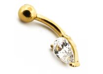 Micro Banana Acero PVD Oro con Strass motivo Gota de Agua |  ITC