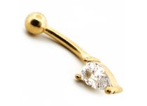 Micro Banana Acero PVD Oro con Strass Gota de Agua |  ITC