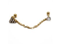 Barra de acero con recubrimiento PVD dorado, especial para el trago, con diseño de strass y cadena | ITC