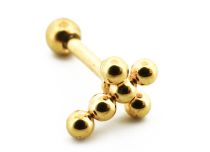 Labret Acero PVD Oro Cruz 6 Bolas |  ITC