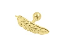 Barbell Acero Dorado Fino Oro Motivo pluma |  ITC