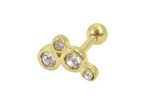 Barbell de Acero Dorado con Strass |  ITC