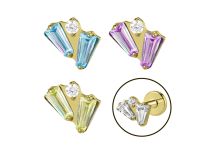 labret titane gold rectangle bleu jaune violet