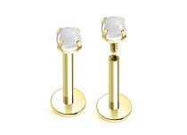 Labret Titanio ASTM F136 interno 1.2x8 opal blanco perla piedra | ITC