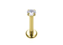 Labret Titanio ASTM F136 pvd oro Stud rayado 0.8mm strass blanco | ITC