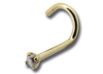 0.8 mm Gold Nose Stud White Crystal Itc