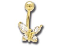 Banana Acero Oro Cristal Blanco Patrón Mariposa | Itc