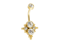 Plátano de acero PVD dorado 1,6x10 romboidal con strass
