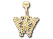 Banana Acero Oro Cristal Mariposa Strass | Itc