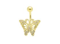 Banana Acero Oro Cristal Mariposa Strass |  ITC