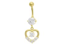 Banana Steel Fine Gold Heart motif Set with White Crystals |  ITC