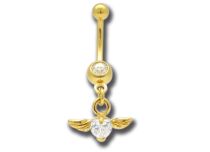 Banana Acero Fino Oro Fancy Winged Heart Set Cristal Blanco | Itc