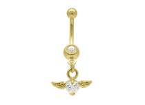 Banana Acero Fino Oro Fancy Winged Heart Set Cristal Blanco |  ITC
