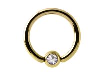 Anillo de acero dorado con bola de cristal blanco 4 mm |  ITC