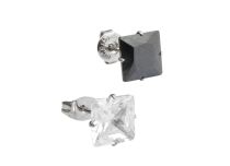 Par de fichas de acero con cristal cuadrado blanco o negro |  ITC